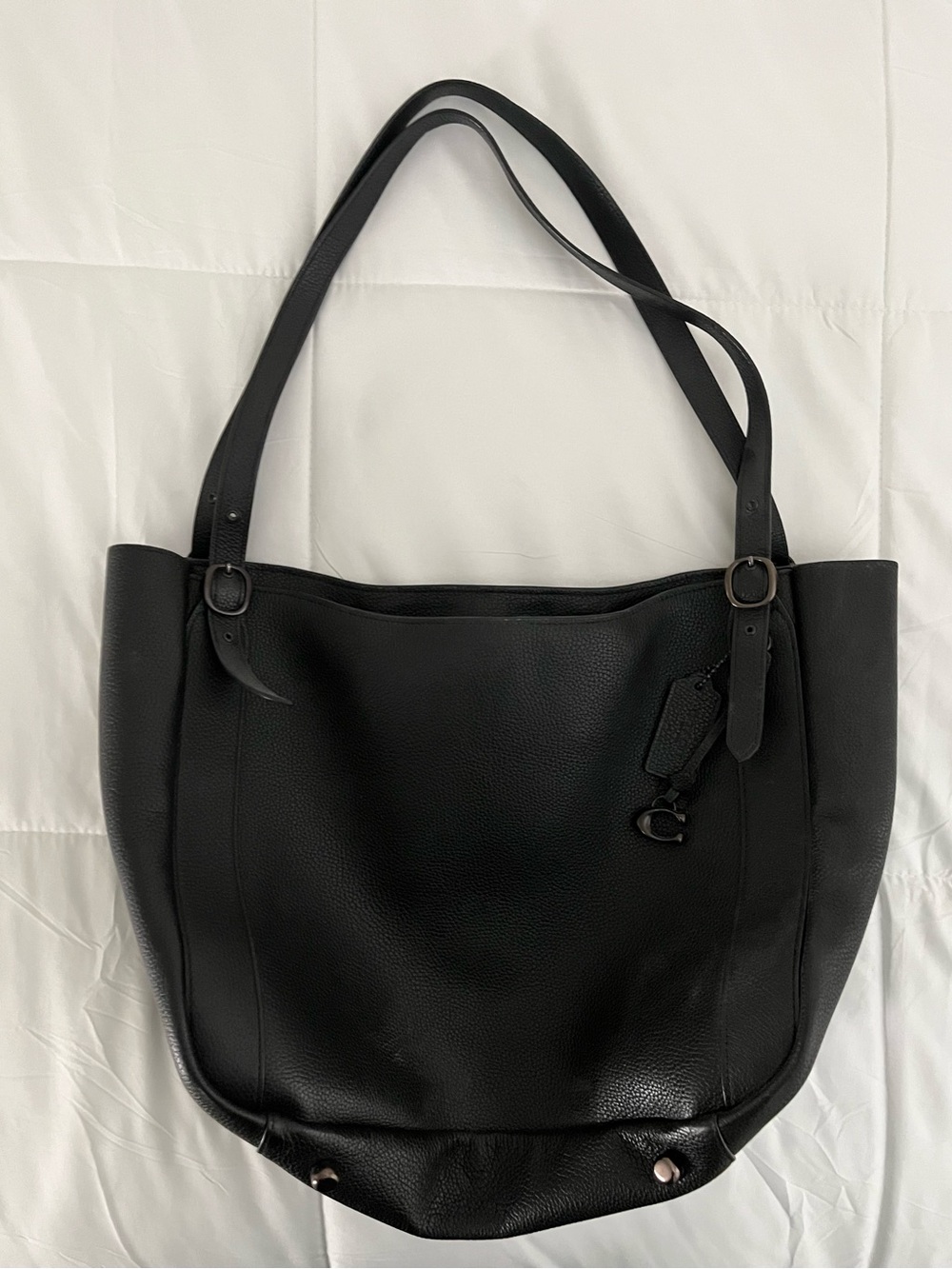 COACH Black Leather Shoulder Bag - Women's Classic Tote - Picture 2 of 8